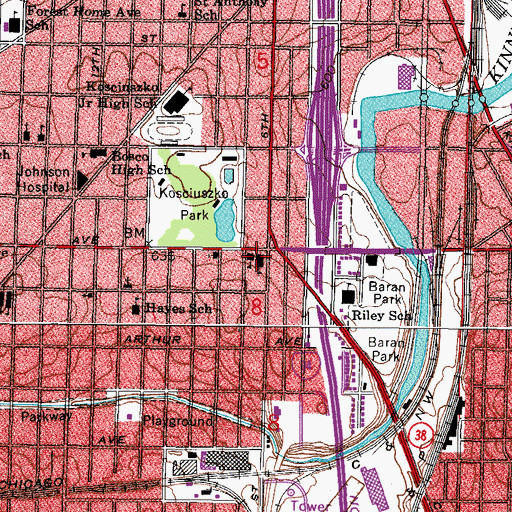 Topographic Map of Saint Josaphats Polish Roman Catholic Church, WI