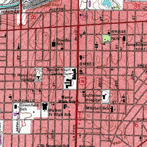 Topographic Map of Saint Joseph Convent, WI