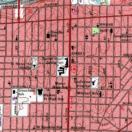 Topographic Map of Saint Joseph Roman Catholic Church, WI