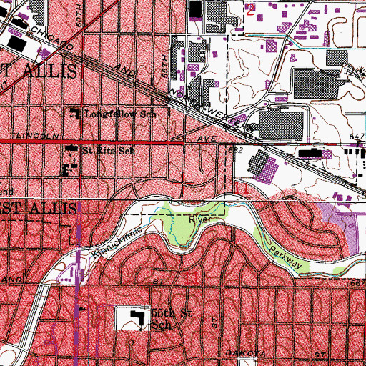 Topographic Map of Saint Josephs Home, WI
