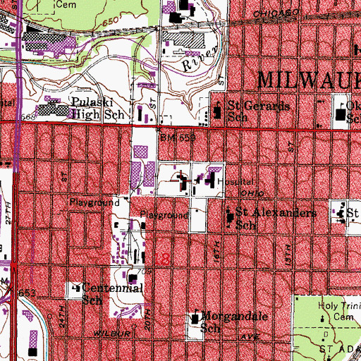 Topographic Map of Saint Josephs Home for Children, WI