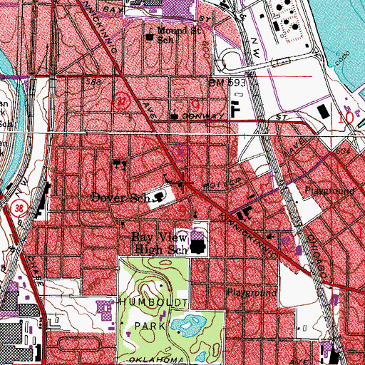 Topographic Map of Saint Lucas Evangelical Lutheran Church, WI