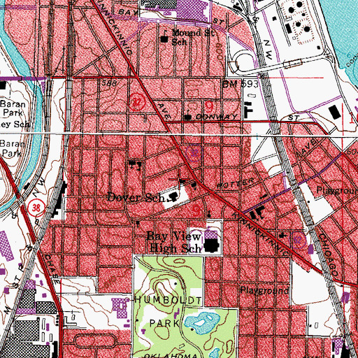 Topographic Map of Saint Lucas Evangelical Lutheran School, WI