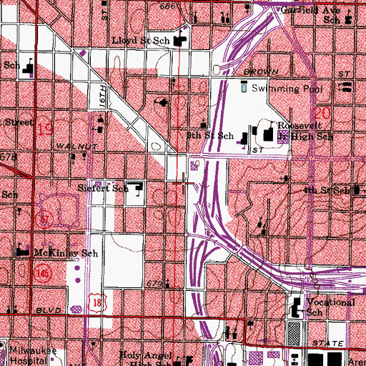 Topographic Map of Saint Luke Missionary Baptist Church, WI