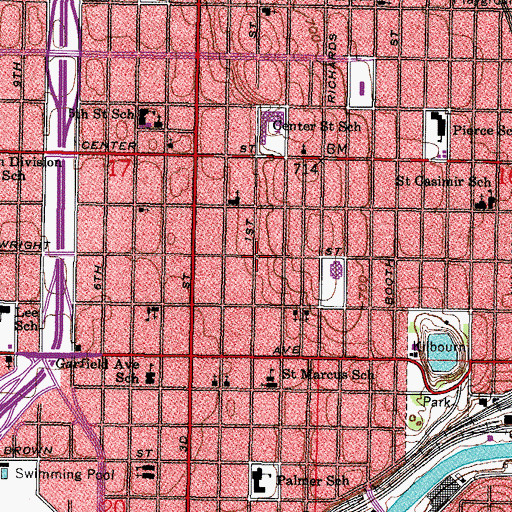 Topographic Map of Saint Mark African Methodist Episcopal Church, WI