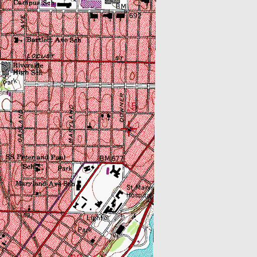Topographic Map of Saint Marks Episcopal Church, WI