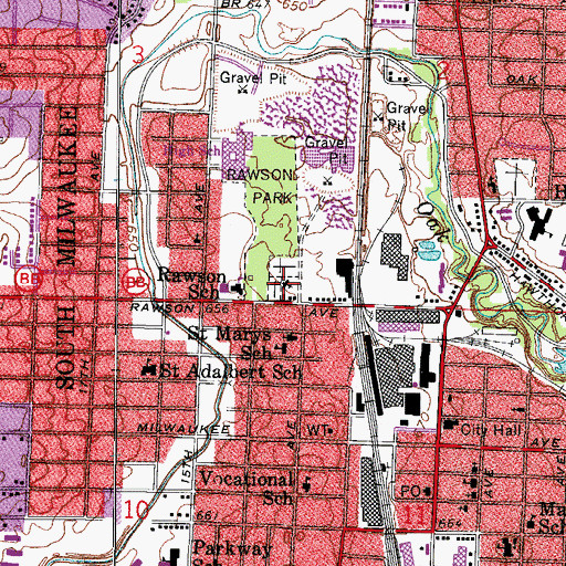 Topographic Map of Saint Marks Episcopal Church, WI