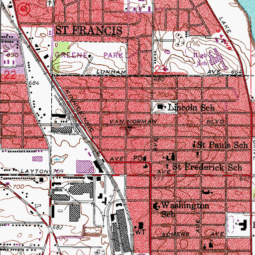 Topographic Map of Saint Marks Evangelical Lutheran Church, WI
