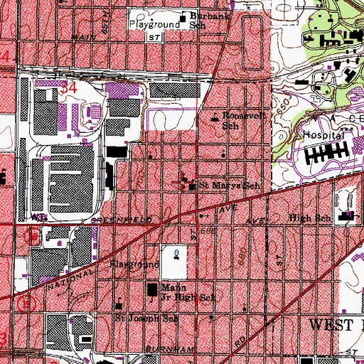 Topographic Map of Saint Mary Help of Christians Church, WI