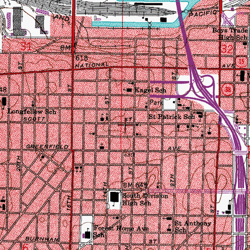 Topographic Map of Saint Marys Greek Catholic Church, WI