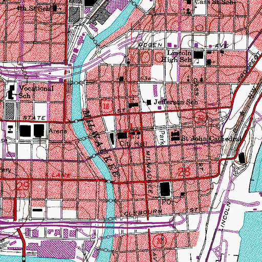 Topographic Map of Saint Marys Roman Catholic Church, WI