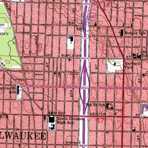 Topographic Map of Saint Matthews Christian Methodist Episcopal Church, WI
