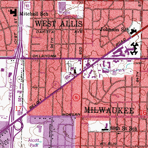 Topographic Map of Saint Matthias Parish School, WI