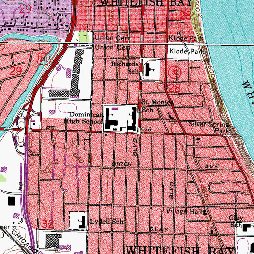 Topographic Map of Saint Monica Roman Catholic Church, WI