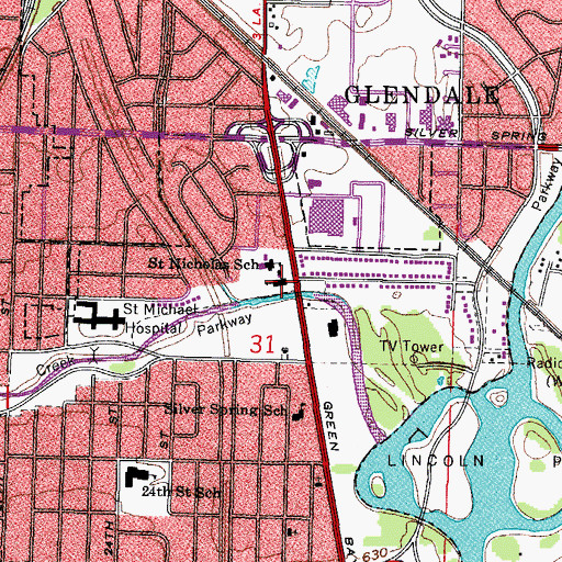 Topographic Map of Saint Nicholas Roman Catholic Church, WI