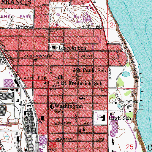Topographic Map of Saint Pauls Evangelical Lutheran Church, WI