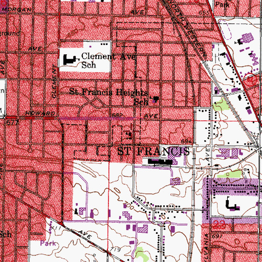 Topographic Map of Saint Pauls School, WI