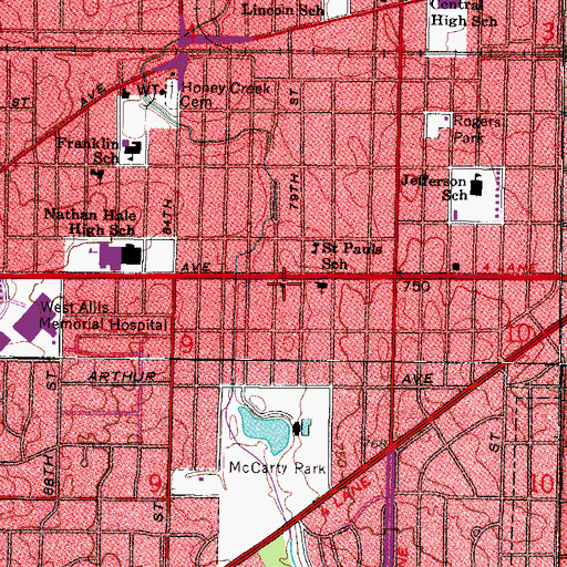 Topographic Map of Saint Peters Episcopal Church, WI