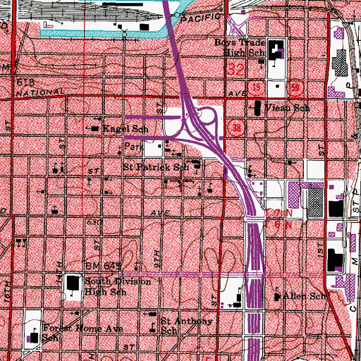 Topographic Map of Saint Peters Evangelical Lutheran Church, WI