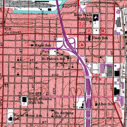 Topographic Map of Saint Peters Evangelical Lutheran School, WI