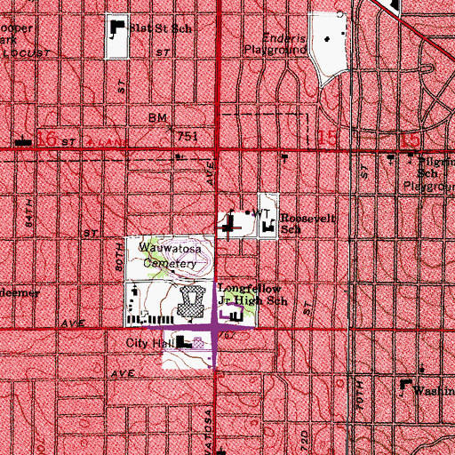 Topographic Map of Saint Pius X Roman Catholic Church, WI