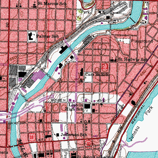 Topographic Map of Saint Rita Roman Catholic Church, WI