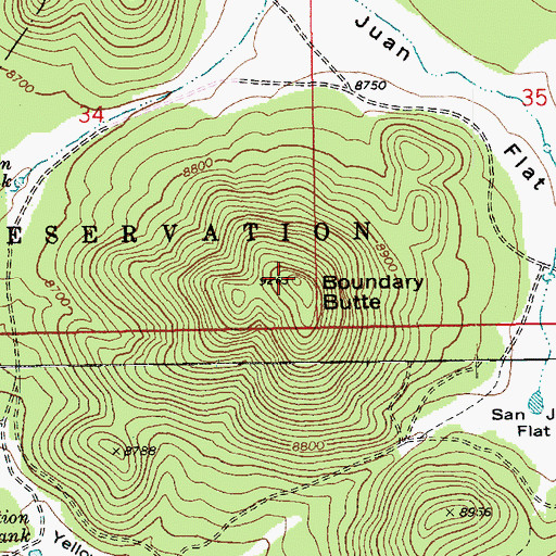 Topographic Map of Boundary Butte, AZ