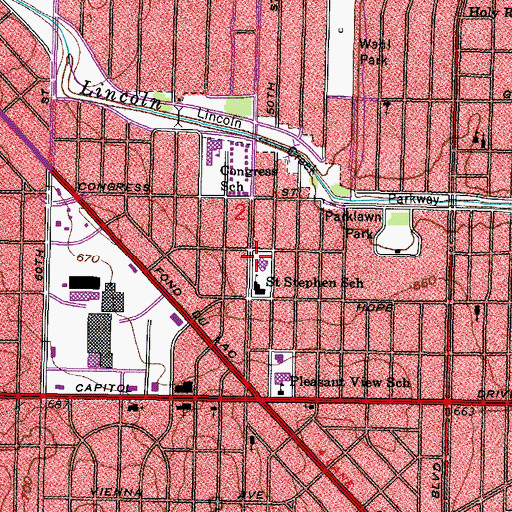 Topographic Map of Saint Stephens Roman Catholic Church, WI