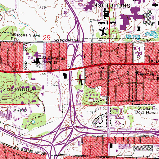 Topographic Map of Milwaukee Montessori School, WI