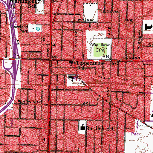 Topographic Map of Saint Veronica Roman Catholic Church, WI