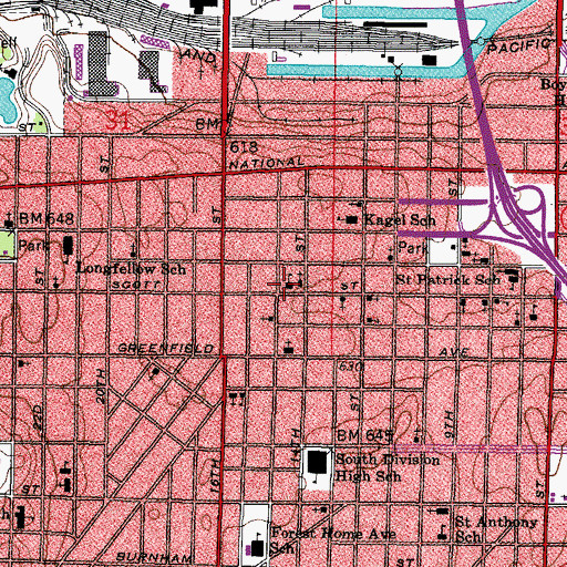 Topographic Map of Notre Dame Middle School, WI