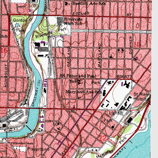 Topographic Map of Saints Peter and Pauls Roman Catholic Church, WI