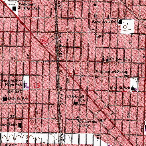 Topographic Map of Saron Evangelical Lutheran Church, WI