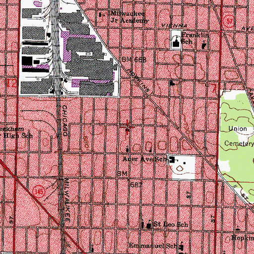 Topographic Map of Seventh Day Adventist Church, WI