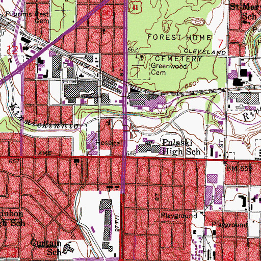 Topographic Map of Milwaukee Police Department District 6, WI
