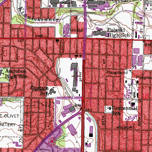 Topographic Map of Southgate Shopping Center, WI