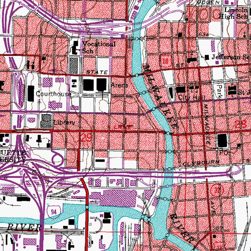Topographic Map of Straus Building, WI