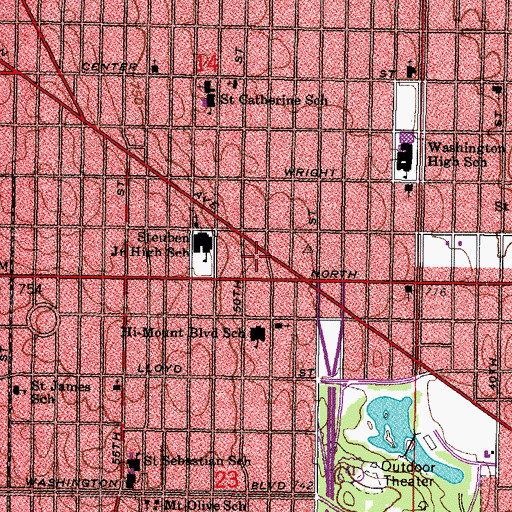 Topographic Map of Milwaukee Police Department District 3, WI