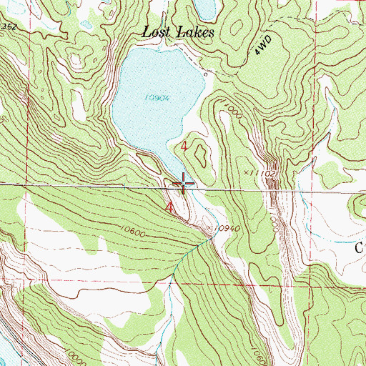 Topographic Map of Lost Lakes, CO