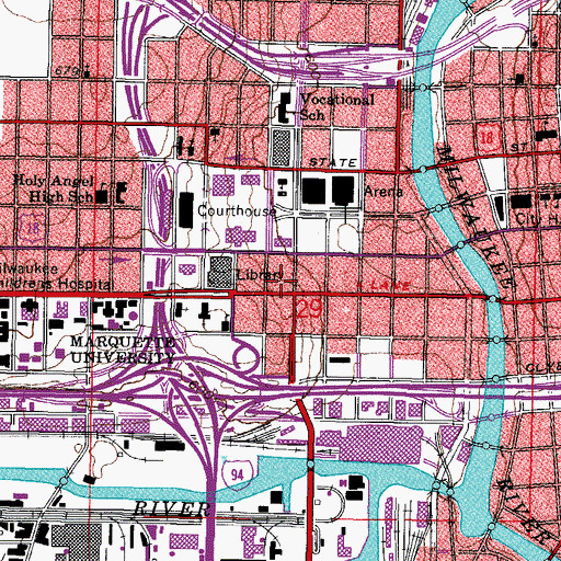 Topographic Map of Tuxedo Building, WI