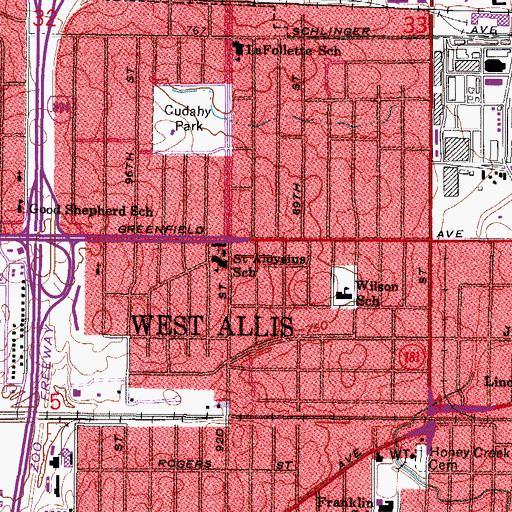 Topographic Map of Villa Clement, WI