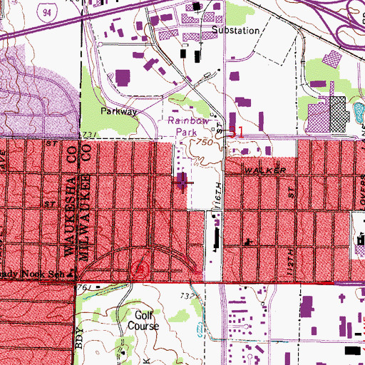 Topographic Map of Walker Elementary School, WI