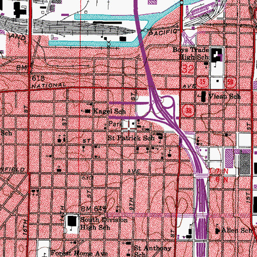Topographic Map of Walker Square Park, WI
