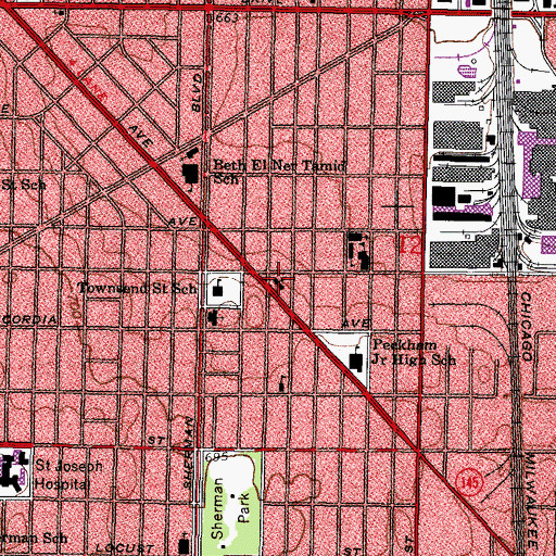 Topographic Map of Walter Memorial Lutheran Church, WI