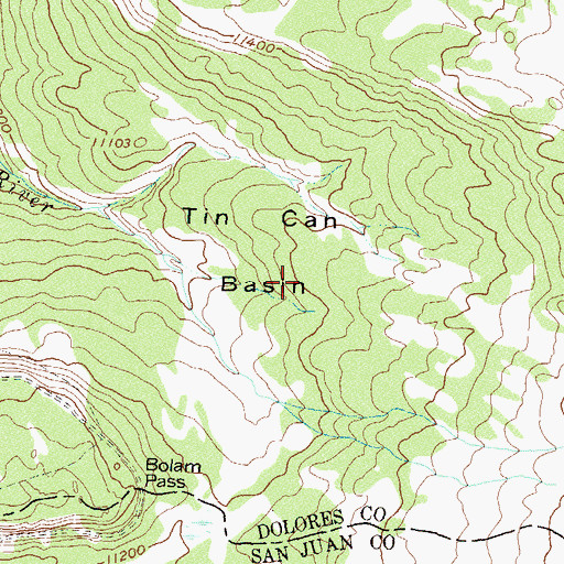 Topographic Map of Tin Can Basin, CO