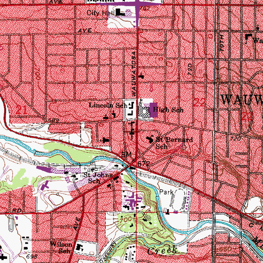 Topographic Map of Wauwatosa Methodist Church, WI