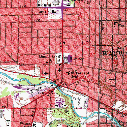 Topographic Map of Wauwatosa Womans Club, WI