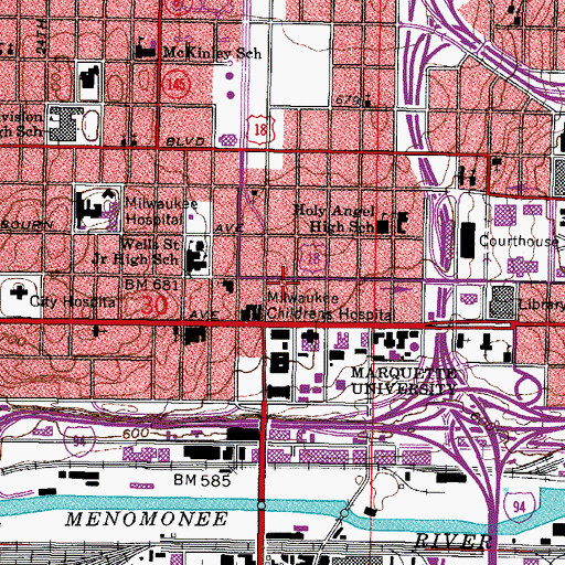 Topographic Map of Weasler Auditorium, WI