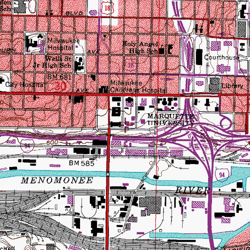 Topographic Map of Wehr Life Sciences Building, WI