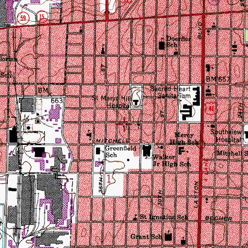 Topographic Map of Wesley Covenant Church, WI